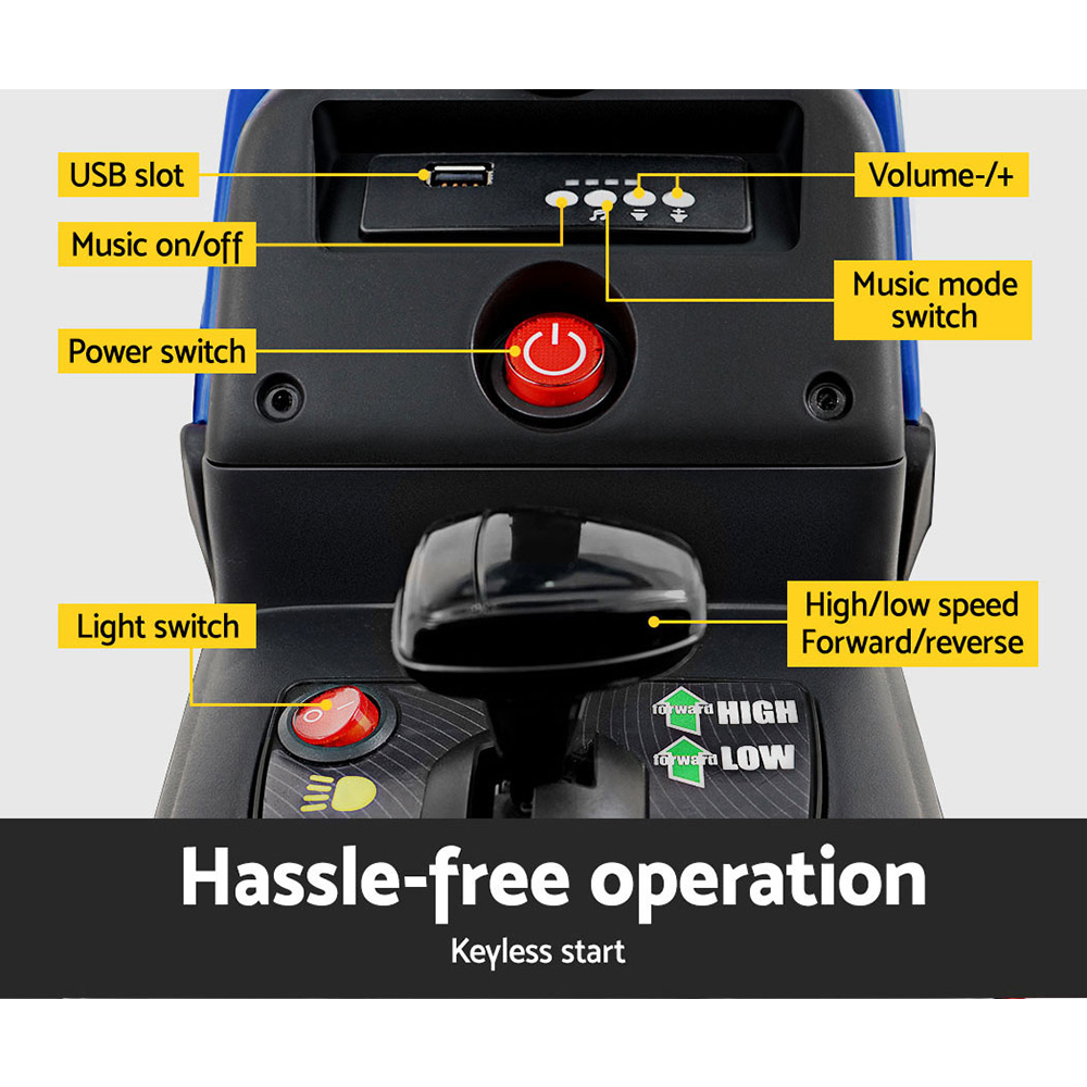 Ride On Car Tractor Trailer Toy Kids Electric Cars 12V Blue