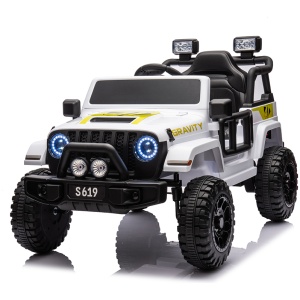 12V Gravity Kids Electric Ride On Car/Jeep – White